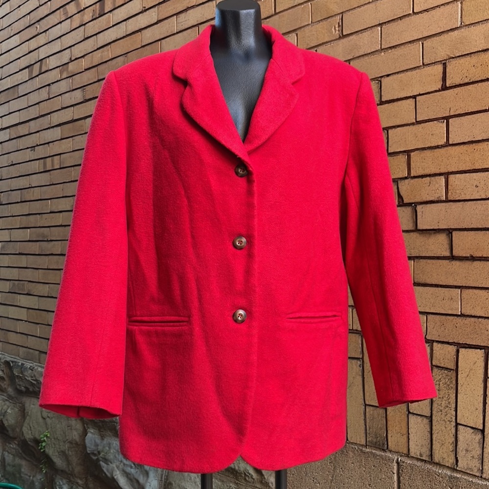 Vintage 90’s Esprit Red Wool Blend Blazer Size Large